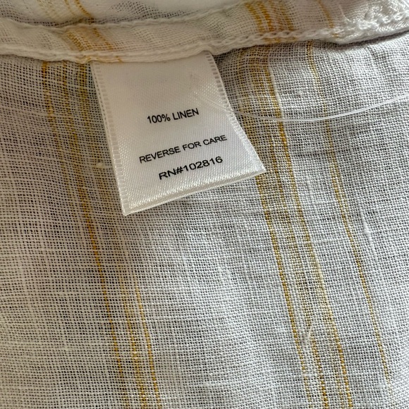 Garnet Hill Women Easy 100% Linen Button Down Shirt Tunic Striped Petite PP. 968 - Picture 3 of 4